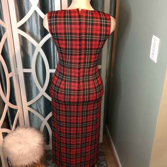 Vintage 60s/70s Poly Knit Tartan Plaid Dress Ralph Lauren Esthetics - Picture 5 of 7
